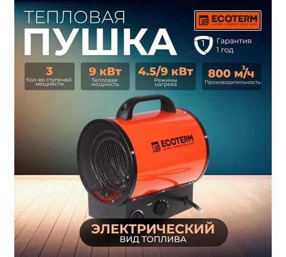 Тепловая электрическая пушка ECOTERM EHR-09/3E ET1524-3