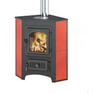 Печь-камин Везувий ПК-01 (220) угловой, красный, с конфоркой, 9 кВт (150 м3) Ø 115мм О-12039