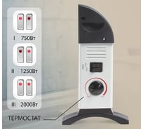 Обогреватель-конвектор SONNEN Y-01S, 2000 Вт, 3 режима работы, белый/черный, 455309