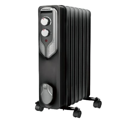Масляный обогреватель SONNEN Dfn-07bl, 1500 Вт, 7 секций, черный, 455310