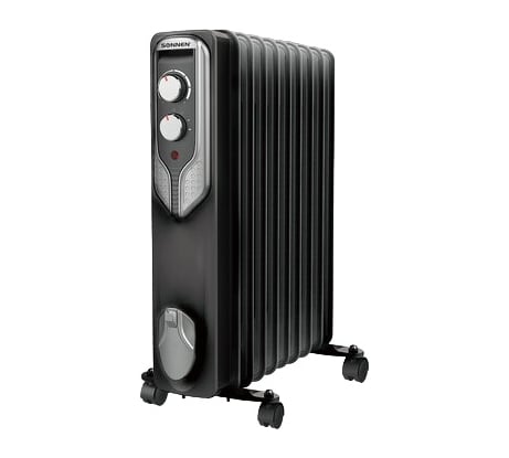 Масляный обогреватель SONNEN Dfn-09bl, 2000 Вт, 9 секций, черный, 455311