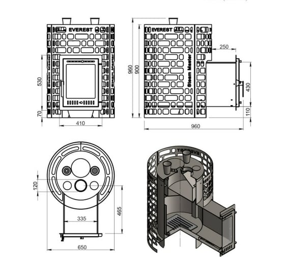 Печь для бани Везувий эверест "steam master" 24 inox (320м) б/в О-1200230