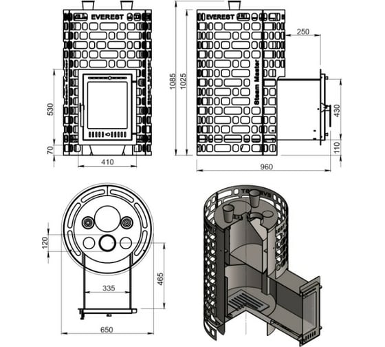 Печь для бани Везувий эверест "steam master" 32 inox (320m) б/в О-1200233