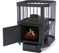 Банная печь НМК чугунная "Сибирь-15" чугунная дверца без ВТК, сетка 020201 НМК020201