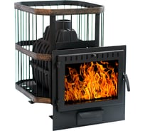Банная печь НМК чугунная "Сибирь-20", панорамная дверца, сетка 020218 НМК020218