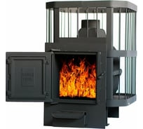 Банная печь НМК чугунная "Сибирь-20".Универсальная чугунная дверца, сетка 020221 НМК020221