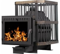 Банная печь НМК чугунная "Сибирь-24", панорамная дверца, сетка 020220 НМК020220