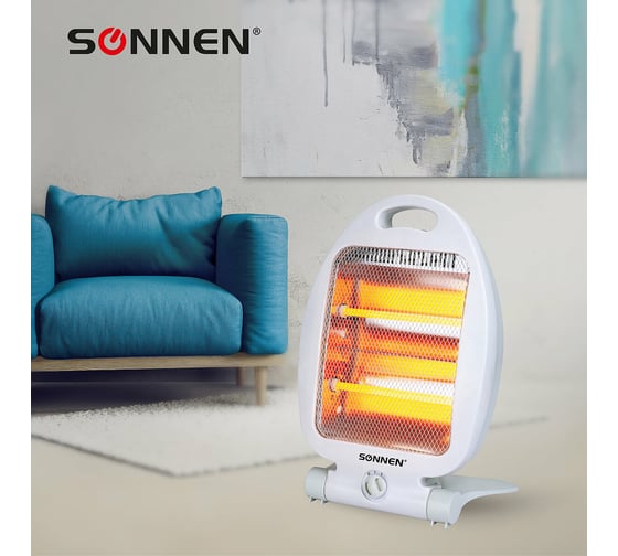 Инфракрасный обогреватель SONNEN Rh06, 800 Вт, 2 режима работы, напольная установка, белый, 455737
