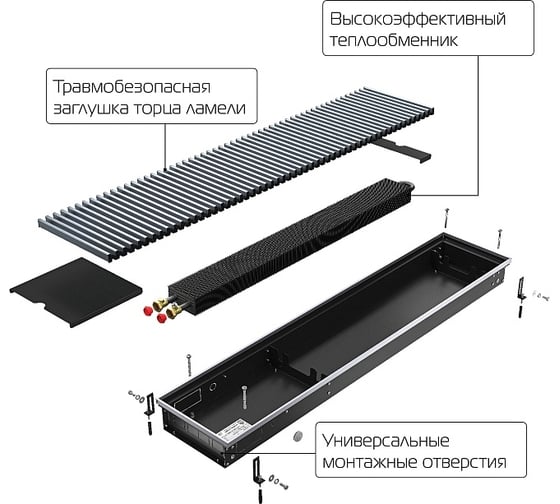 Внутрипольный конвектор ROYAL THERMO ATRIUM-75/200/1400-DG-U-NA НС-1477698