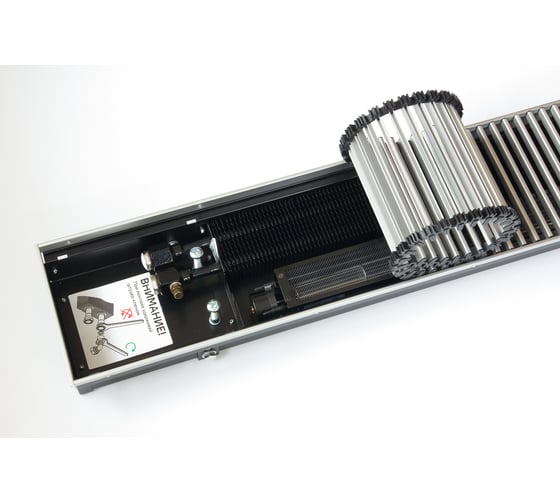 Внутрипольный конвектор KVZ с вентилятором с решеткой KVZ-Vent-180-70-2400-5V-UA/RRA-180-2400-A