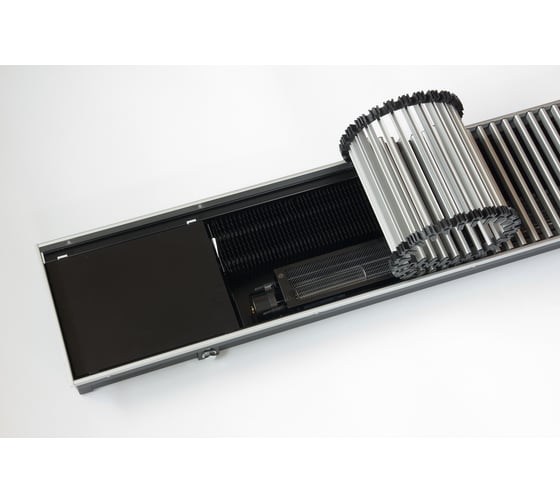 Внутрипольный конвектор KVZ с вентилятором с решеткой KVZ-Vent-180-70-1200-2V-UA/RRA-180-1200-A