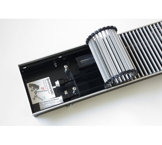 Внутрипольный конвектор KVZ с вентилятором с решеткой KVZ-Vent-230-80-1500-2V-UA/RRA-230-1500-A 1