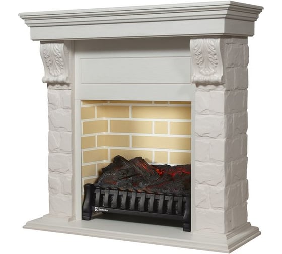 Портал Firelight Forte C камень белый, шпон белёный дуб