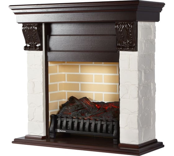 Портал Firelight Forte C камень белый, шпон темный дуб