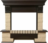 Угловой портал Firelight Forte 30U камень бежевый, шпон темный дуб