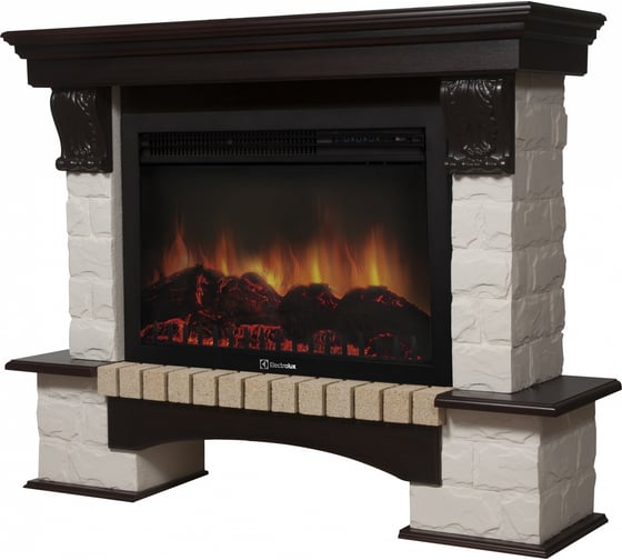 Портал Firelight Forte 25S камень белый, шпон темный дуб