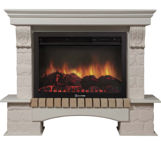 Портал Firelight Forte 25S камень белый, шпон белёный дуб