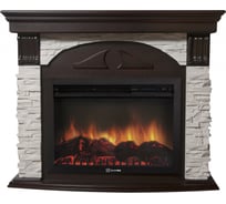 Портал Firelight Torre 25S камень белый, шпон темный дуб