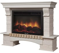 Портал Firelight Forte 30S камень белый, шпон белёный дуб