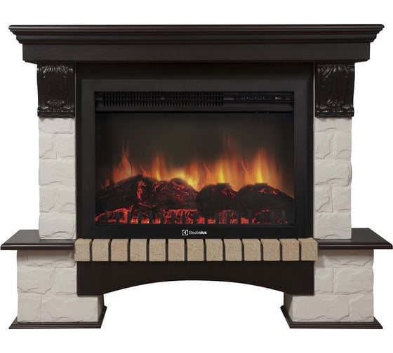 Портал Firelight Forte 30S камень белый, шпон темный дуб