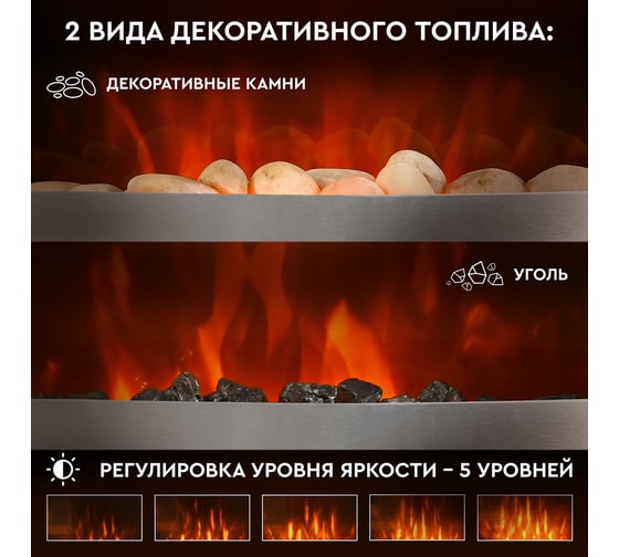 Электрокамин PLANTA PFP-FS600, серебро PFP-FS600-silver