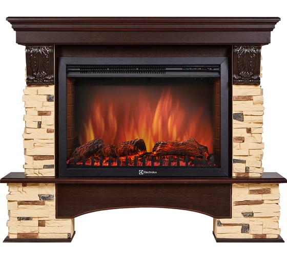 Угловой портал Firelight Pietra 25U камень сланец натуральный, шпон темный дуб НС-1158506