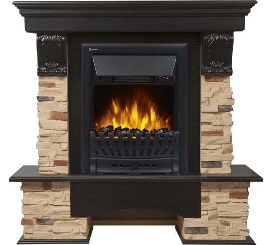 Угловой портал Firelight Pietra Classic U камень сланец натуральный, шпон темный дуб НС-1158494 1