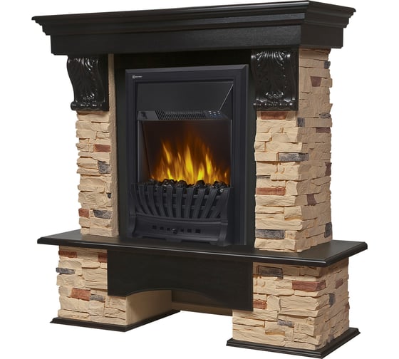 Угловой портал Firelight Pietra Classic U камень сланец натуральный, шпон темный дуб НС-1158494