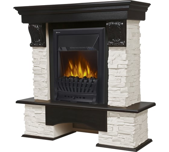 Портал Firelight Pietra Classic камень белый, шпон темный дуб НС-1158486