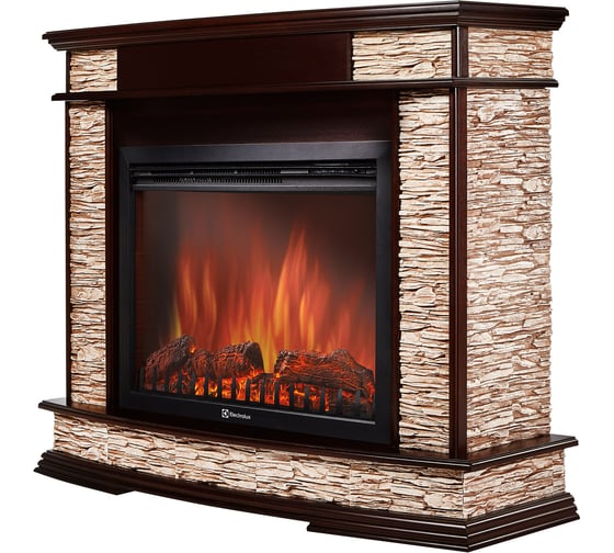 Портал Firelight Scala 26/30 камень сланец скалистый бурый, шпон тёмный дуб НС-1170998