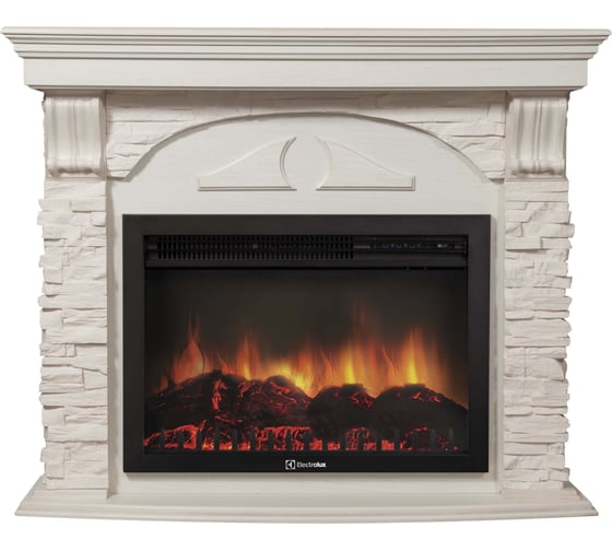 Портал Firelight Torre 26/30S камень белый, шпон белёный дуб НС-1171430