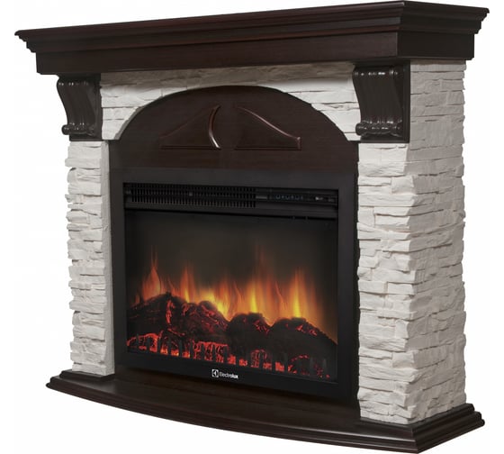 Портал Firelight Torre 26/30S камень белый, шпон темный дуб НС-1171432