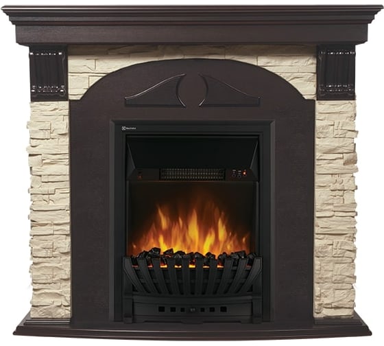 Угловой портал Firelight Torre Classic U камень слоновая кость, шпон темный дуб НС-1143549