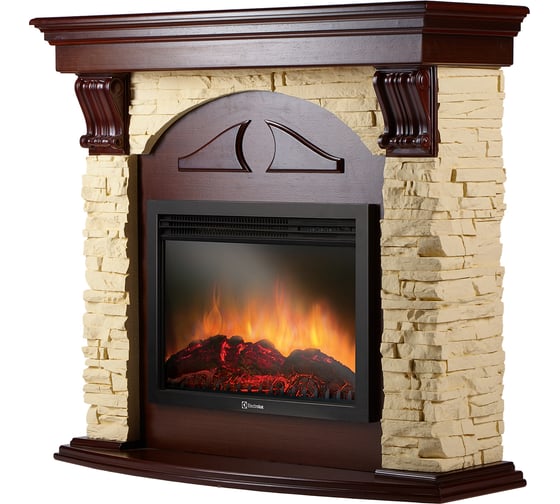 Портал Firelight Torre 26/30U угловой камень слоновая кость, шпон темный дуб НС-1171436