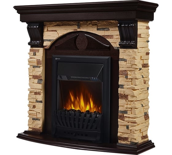 Портал Firelight Torre Classic камень сланец натуральный, шпон темный дуб НС-1141394