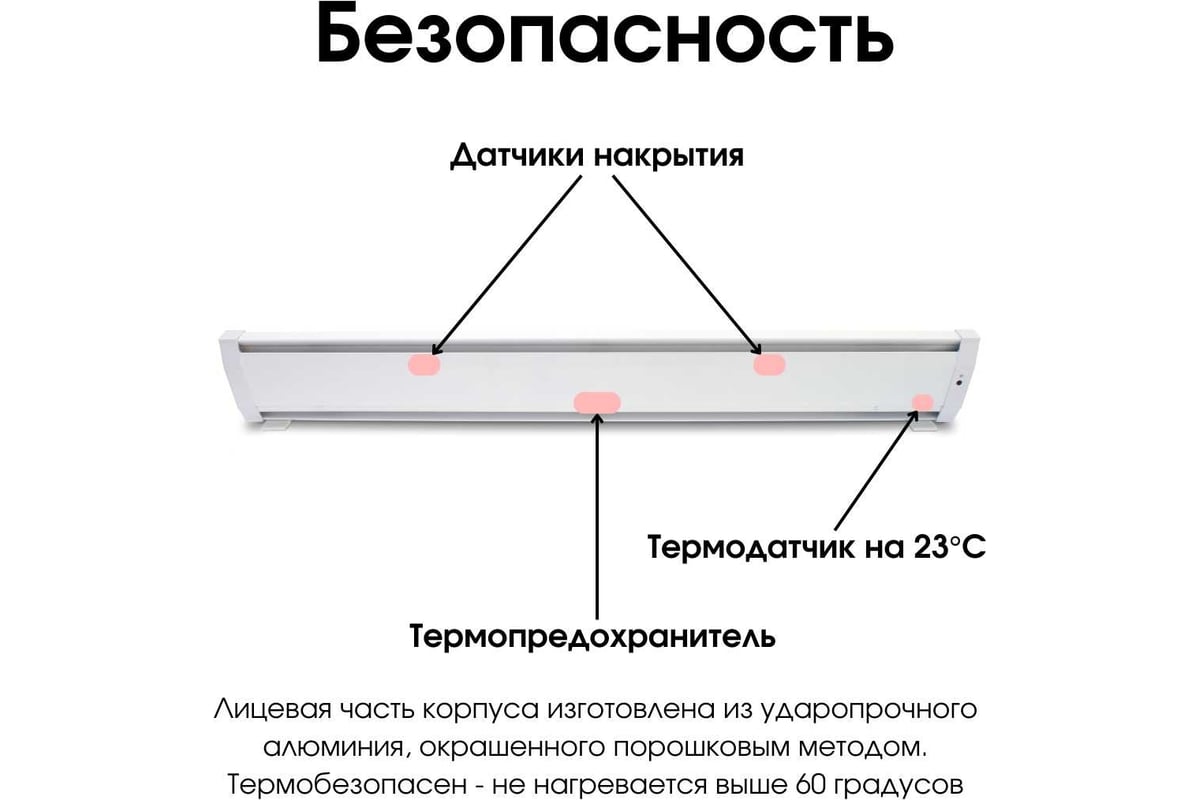 Электрический плинтусный обогреватель Mr.Tektum 675Вт smart line 1,6м белый  AG-SMART16-WLL - выгодная цена, отзывы, характеристики, фото - купить в  Москве и РФ