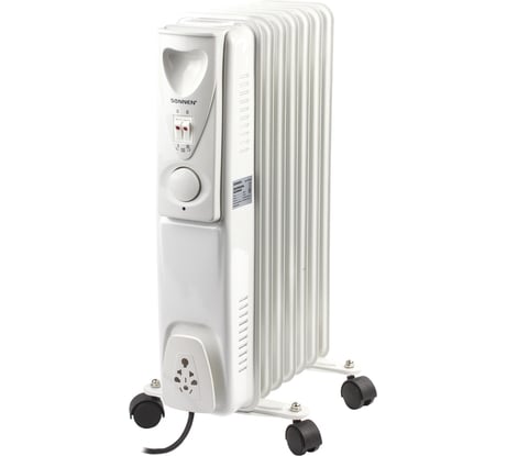 Масляный обогреватель SONNEN DFS-07, 1500 Вт, 7 секций, белый, 453498