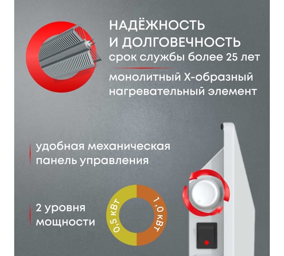 Электрический конвектор Zeder серия Bianco, механическое управление 10MX-01