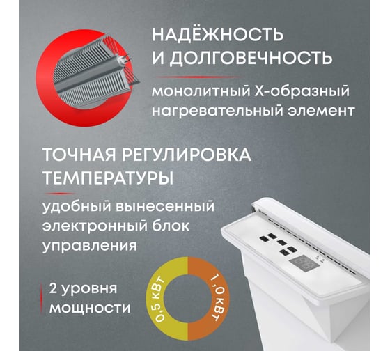 Электрический конвектор Zeder серия Bianco, электронное управление 10EX-01