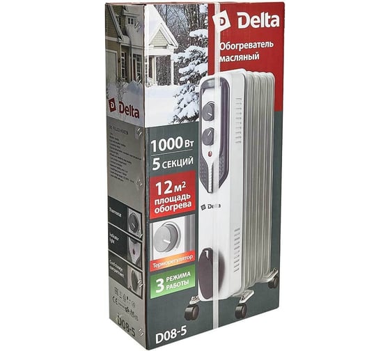 Масляный обогреватель DELTA D08-5, 1000Вт, 5 секций Р1-00014255