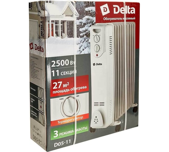 Масляный обогреватель DELTA D05-11, 2500Вт, 11 секций Р1-00014223