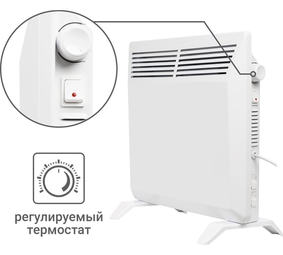 Электрический конвектор TDM ELECTRIC ЭК-1000X, термостат, ножки, белый, 1000 Вт, SQ2520-1211