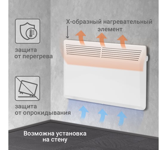 Электрический конвектор TDM ЭК-1500X, термостат, ножки, белый, 1500 Вт, SQ2520-1212