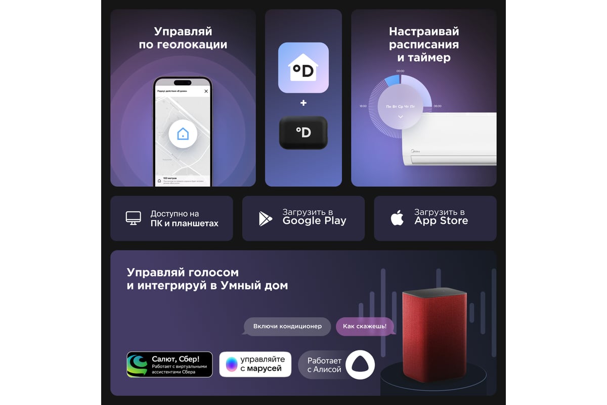 Сплит-система инверторного типа Midea с Wi-Fi контроллером MSFRW-24N8D0