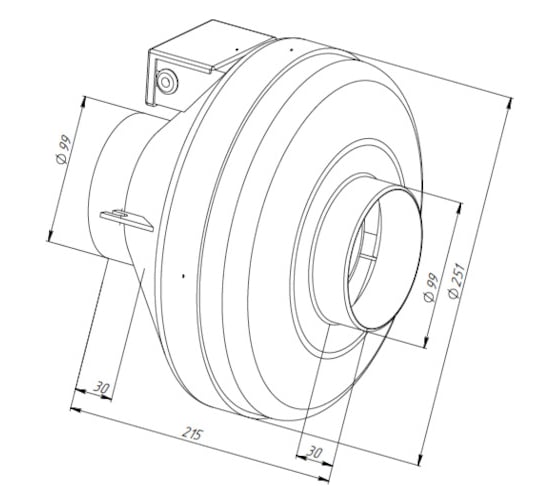 Круглый канальный вентилятор Naveka v(ac1)- 100(3d190) (пластиковый корпус) с 3-х скоростным переключателем УН-00009467