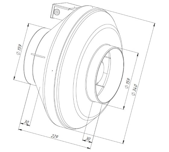 Круглый канальный вентилятор Naveka v(ac1)- 160(3d220) (пластиковый корпус) с 3-х скоростным переключателем УН-00009469