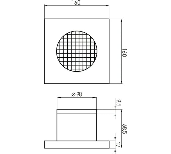 Вентилятор для ванной комнаты Migliore VENTILATORO D100 mm, с декоративной решеткой 160x160 mm, хром 23002