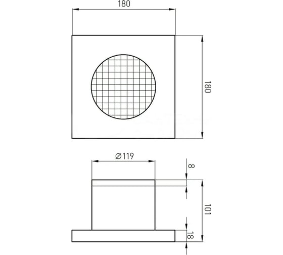 Вентилятор для ванной комнаты Migliore VENTILATORO D120 mm, с декоративной решеткой 180x180 mm, хром 23005