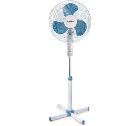 Напольный вентилятор SONNEN FS40-A104 Line, 45 Вт, 3 скоростных режима, белый/синий, 451034