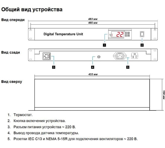 Блок управления вентиляторами TWT 1U CB-FAN-CTRL
